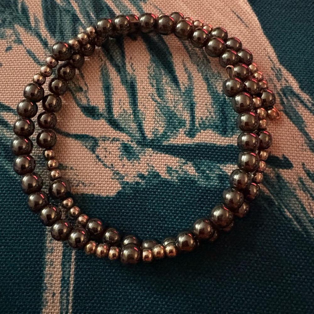 Vintage Metallic Double-Strand Beaded Bracelet